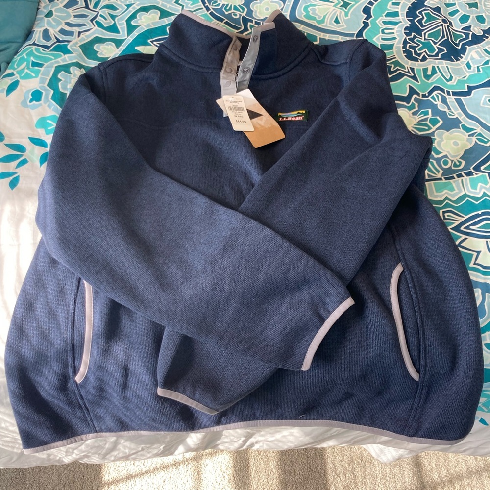 NWT Women's L.L.Bean Sweater Fleece Pullover Navy 2X